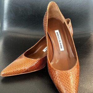 MANOLO BLAHNIK Srila Snakeskin Kitten Heel Pumps, Size 36.5 (US 6.5)